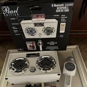 Saks Fifth Avenue Bluetooth Karaoke Microphone and Boombox Combo - Pearl Edition